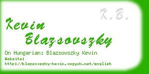 kevin blazsovszky business card